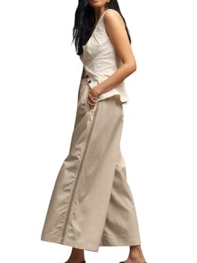 Anthropologie Pleated Embroidered Trousers Sz M
